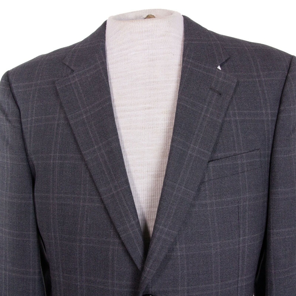 NWT Jos A Bank Mens 40R Gray Check 2btn Wool Sport Coat Jacket‎ MSRP $595 - Picture 2 of 11